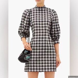 Ganni puff sleeve mini A- line dress